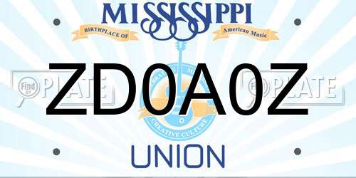 ZD0A0Z Mississippi License Plate