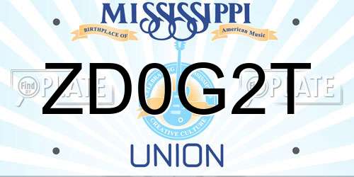 ZD0G2T Mississippi License Plate