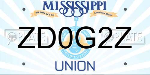 ZD0G2Z Mississippi License Plate