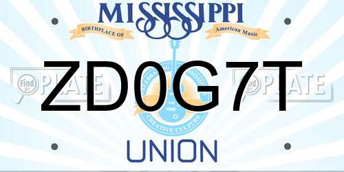 ZD0G7T Mississippi License Plate