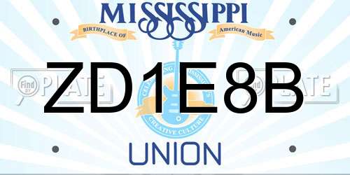 ZD1E8B Mississippi License Plate