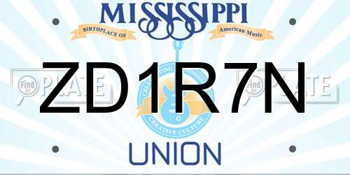 ZD1R7N Mississippi License Plate