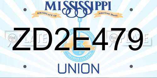 ZD2E479 Mississippi License Plate
