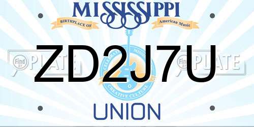 ZD2J7U Mississippi License Plate