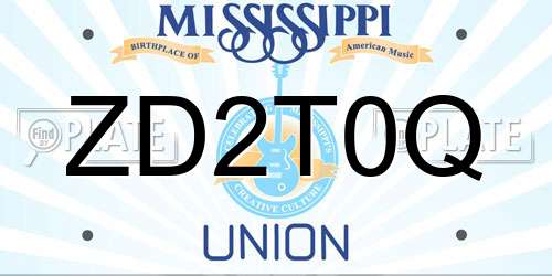 ZD2T0Q Mississippi License Plate