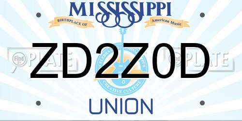 ZD2Z0D Mississippi License Plate
