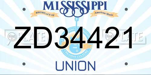 ZD34421 Mississippi License Plate