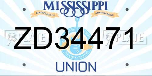 ZD34471 Mississippi License Plate