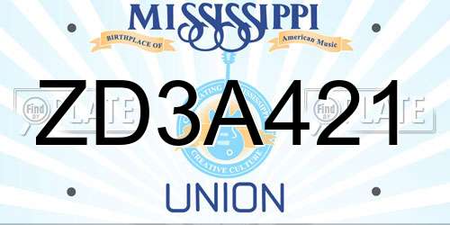 ZD3A421 Mississippi License Plate