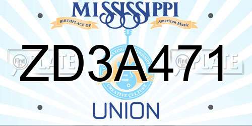 ZD3A471 Mississippi License Plate