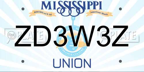ZD3W3Z Mississippi License Plate