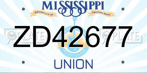 ZD42677 Mississippi License Plate