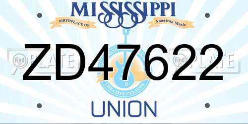 ZD47622 Mississippi License Plate