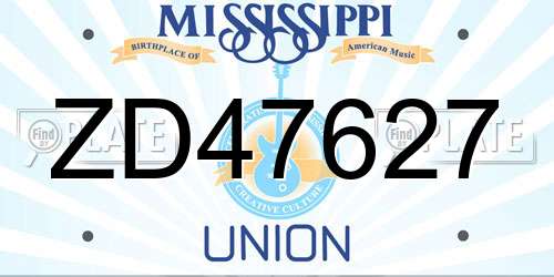 ZD47627 Mississippi License Plate