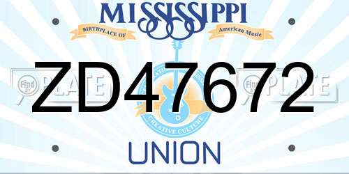 ZD47672 Mississippi License Plate
