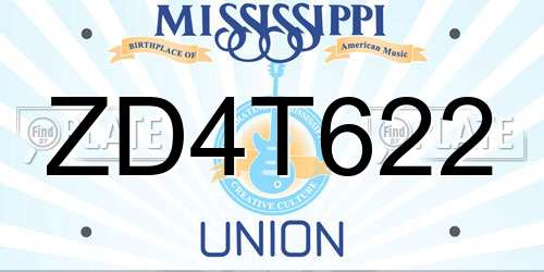 ZD4T622 Mississippi License Plate