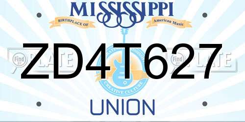 ZD4T627 Mississippi License Plate