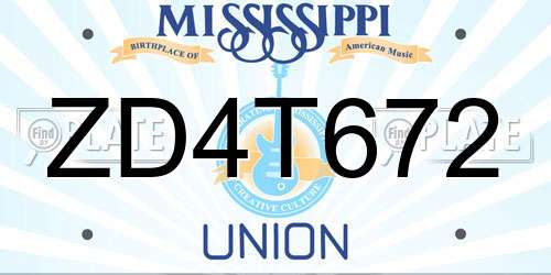 ZD4T672 Mississippi License Plate