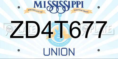 ZD4T677 Mississippi License Plate