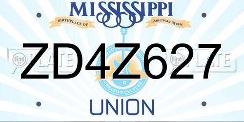 ZD4Z627 Mississippi License Plate