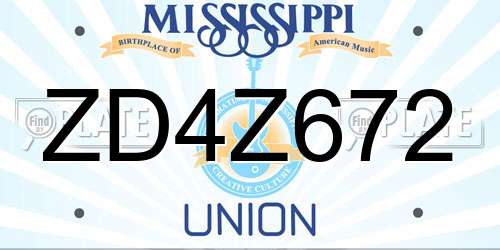 ZD4Z672 Mississippi License Plate