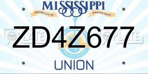 ZD4Z677 Mississippi License Plate