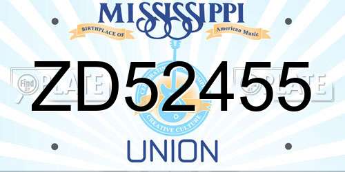 ZD52455 Mississippi License Plate