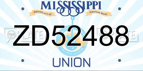 ZD52488 Mississippi License Plate