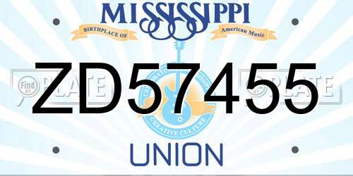 ZD57455 Mississippi License Plate