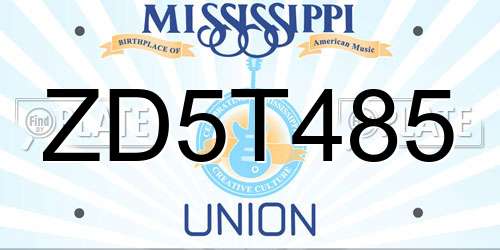 ZD5T485 Mississippi License Plate