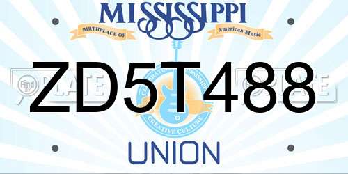ZD5T488 Mississippi License Plate