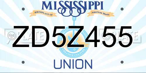 ZD5Z455 Mississippi License Plate