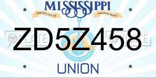 ZD5Z458 Mississippi License Plate