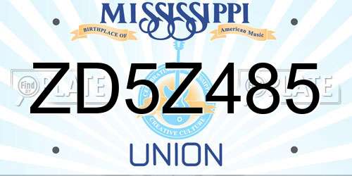 ZD5Z485 Mississippi License Plate