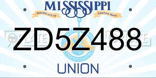 ZD5Z488 Mississippi License Plate