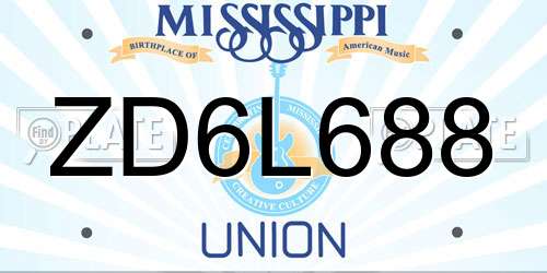 ZD6L688 Mississippi License Plate
