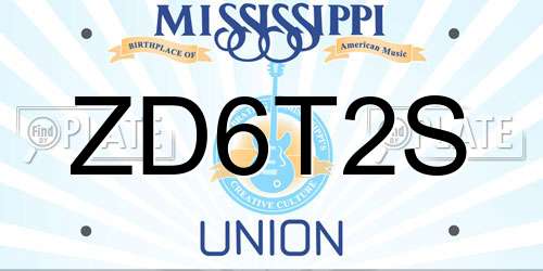 ZD6T2S Mississippi License Plate