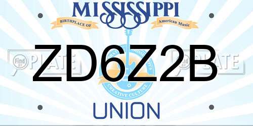 ZD6Z2B Mississippi License Plate