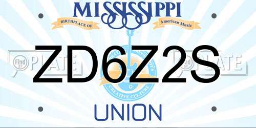 ZD6Z2S Mississippi License Plate