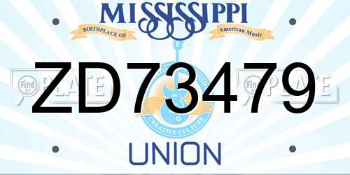 ZD73479 Mississippi License Plate