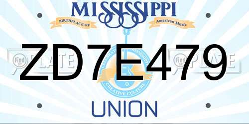 ZD7E479 Mississippi License Plate