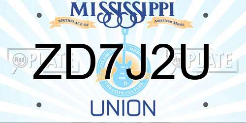 ZD7J2U Mississippi License Plate