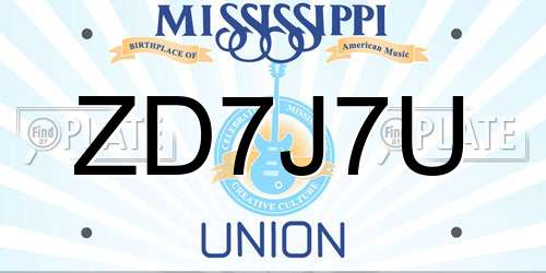 ZD7J7U Mississippi License Plate