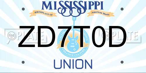 ZD7T0D Mississippi License Plate