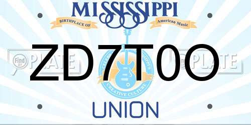 ZD7T0O Mississippi License Plate