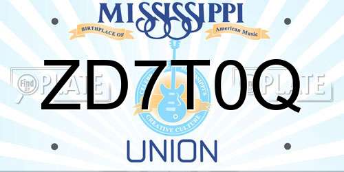 ZD7T0Q Mississippi License Plate
