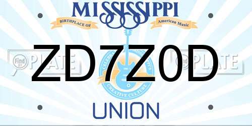 ZD7Z0D Mississippi License Plate