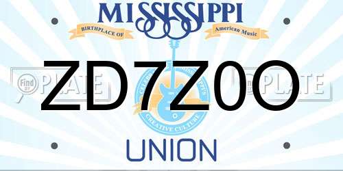 ZD7Z0O Mississippi License Plate