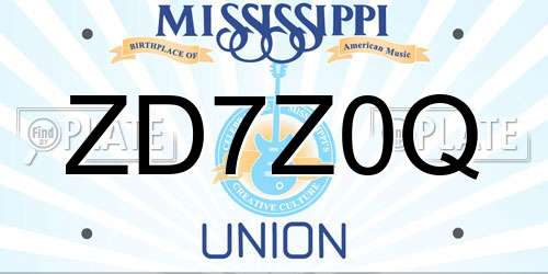 ZD7Z0Q Mississippi License Plate