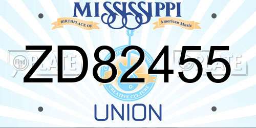 ZD82455 Mississippi License Plate